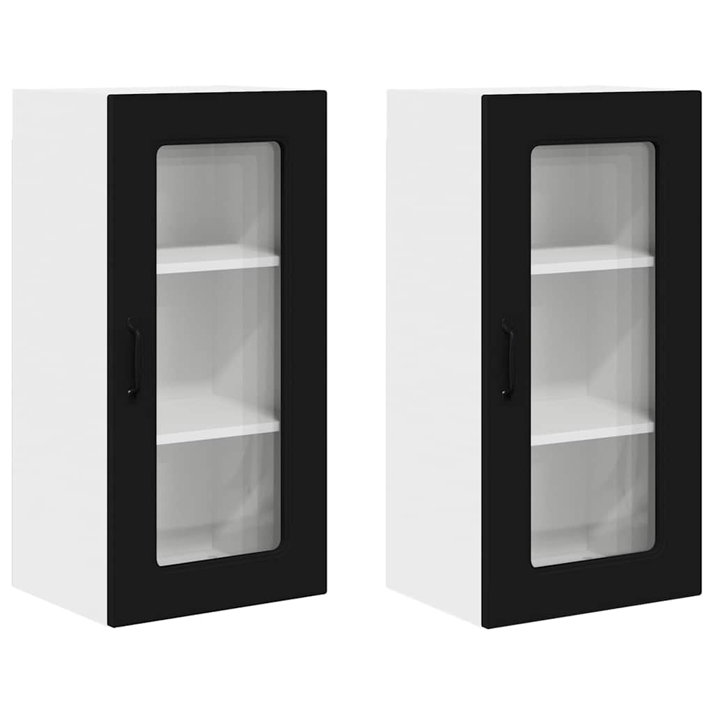 Kitchen Wall Cabinet with Shelf 2 pcs Black 40 x 31 x 80 cm
